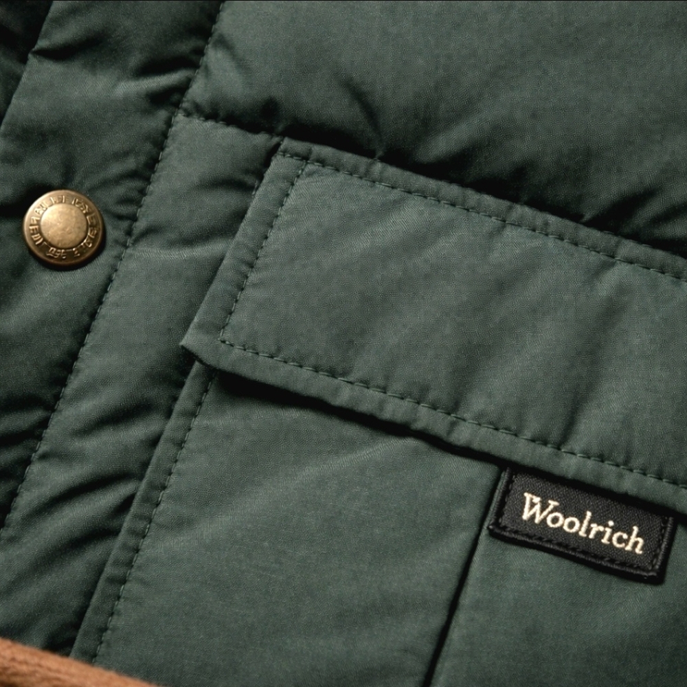 Vintage 90s Woolrich Down Vest Men’s 2XL Made in USA Dark Green Zip Snap - Picture 8 of 14